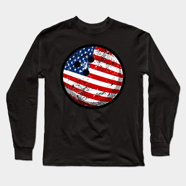 Bowling American Flag 4Th Of July Long Sleeve T-Shirt by schaefersialice